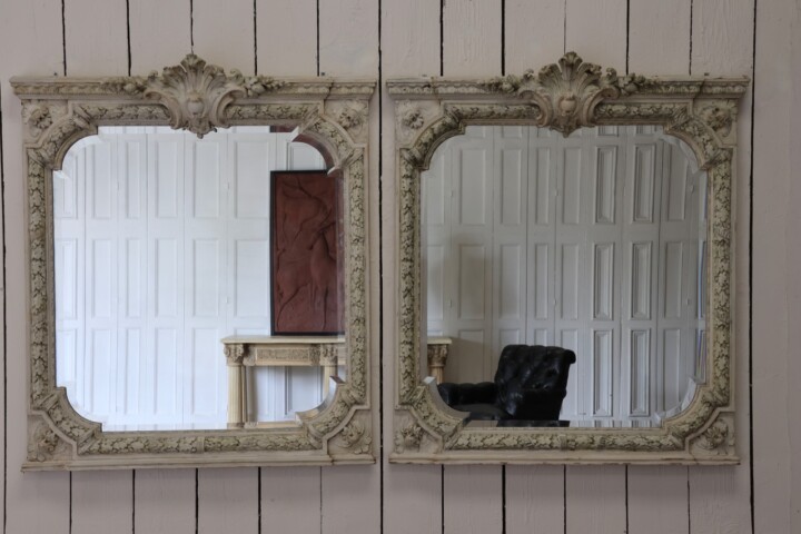 Large Pair of 19th Century French Mirrors with the Original Paint Finish