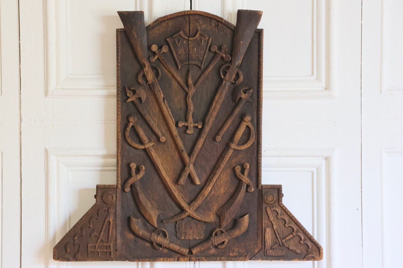 19th Century French Carved Oak Memorial Plaque