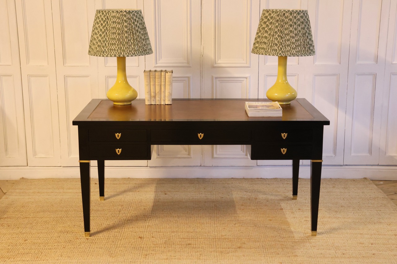 Large Mid 20th Century French Ebonised Desk in the Louis XVI Taste