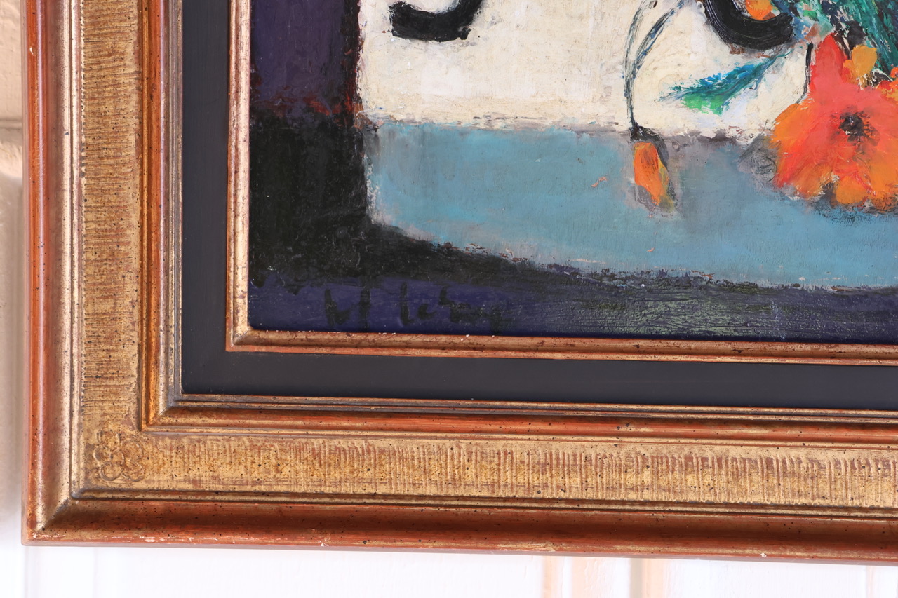 “Still life with bouquet”, and original oil on canvas painting by the late French artist Michel LE ROY ( 1916-2008)