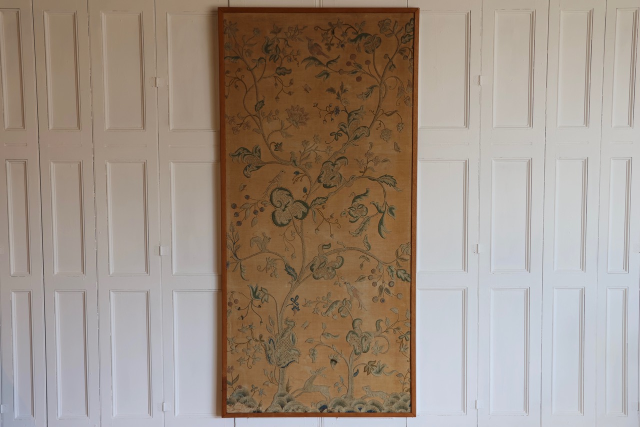 Late 19th Century Framed Crewelwork Panel