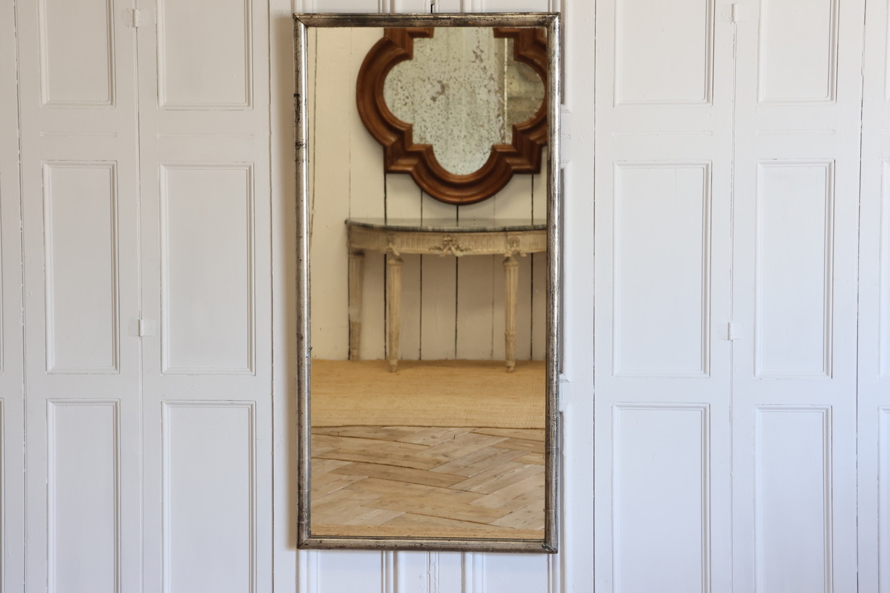 19th Century French Silver Gilt Brasserie Mirror with the Original Mercury Glass Plate