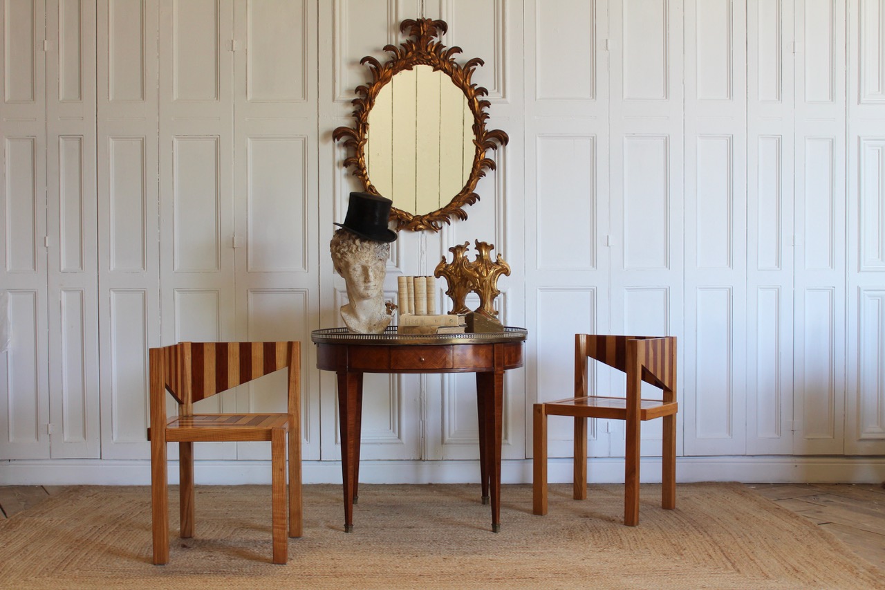 Chic Pair of Mid 20th Century Ash & Teak Scandinavian Chairs