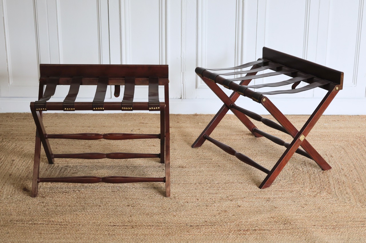 Pair of 20th Century Mahogany Suitcase Stands