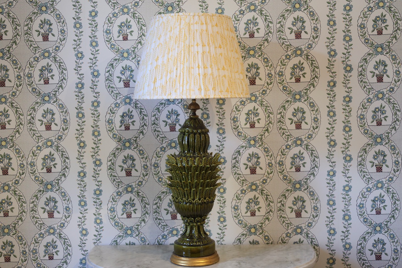 Large Mid 20th Century Manises Ceramic Table Lamp