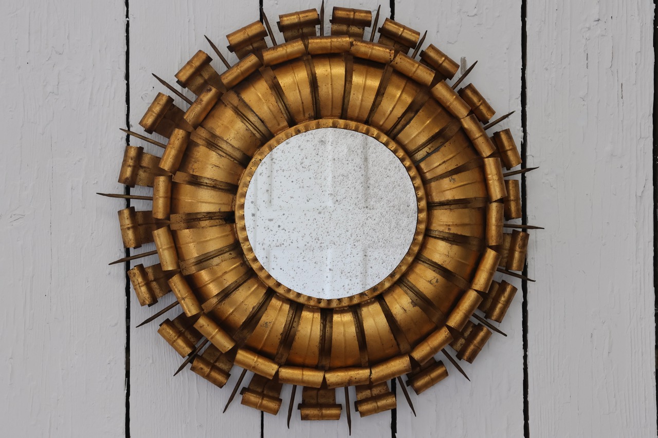 Large Mid 20th Century Spanish Gilt Metal Mirror